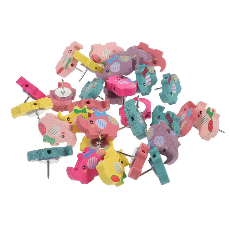 30 τεμ. Ξύλινες πινέζες για ώθηση Χαριτωμένα πινέζες για σημείωμα φωτογραφιών Υπόμνημα τοίχου Αναλώσιμα γραφείου σπιτιού