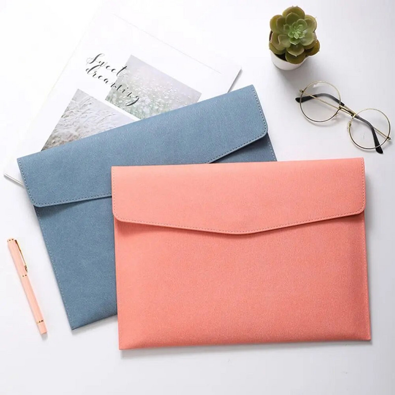 Νέα Απλή τσάντα επαγγελματικών εγγράφων Διπλής στρώσης τσάντα αρχείου τύπου Snap-Type Μεγάλη χωρητικότητα Τσάντα Α4 Πολυλειτουργικός χαρτοφύλακας πολλαπλών στρώσεων