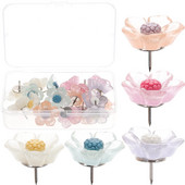 20 gab. Ziedu piespraudes Karte Naglas Atkārtoti lietojamas Spraudītes Maināmas īkšķa spraudītes Pārnēsājams birojs Daudzfunkcionāls delikāts