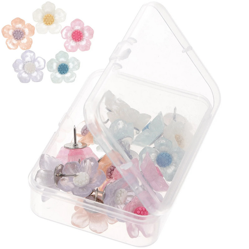 20 gab. Ziedu piespraudes Karte Naglas Atkārtoti lietojamas Spraudītes Maināmas īkšķa spraudītes Pārnēsājams birojs Daudzfunkcionāls delikāts