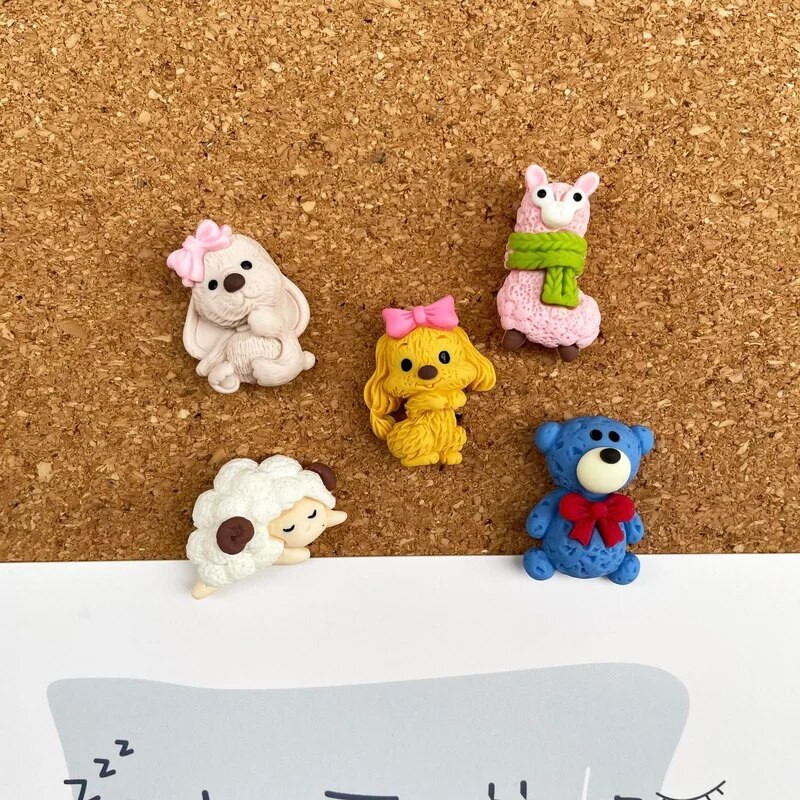 5 ΤΕΜ Πινέζες Alpaca Panda Puppy Rabbit Pushpins Πινέζες ώθησης ζώων Διακόσμηση Καρφίτσα αντίχειρας DIY δέσιμο προμήθειες γραφείου