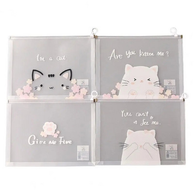 Τσάντα αρχείου 4 τεμ. Διαφανές πλαστικό A4 Έγγραφα Αρχειοθέτηση Τσάντα αποθήκευσης Φοιτητής Organizer Πληροφορίες Φάκελοι τσέπης Χαρτικά