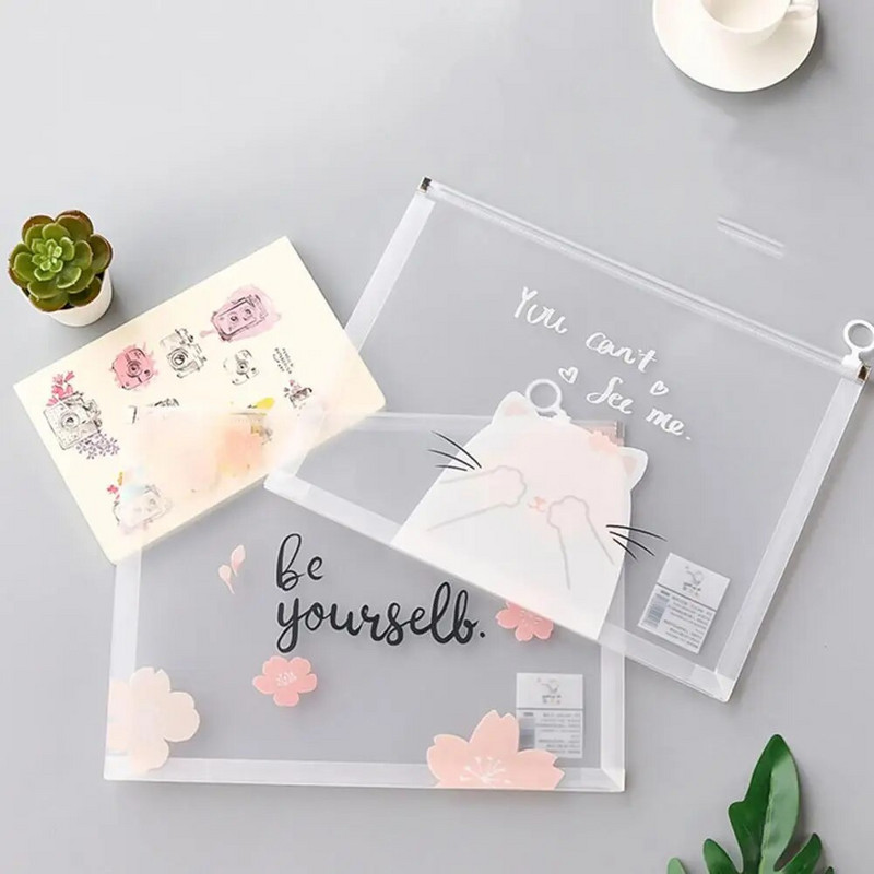 Τσάντα αρχείου 4 τεμ. Διαφανές πλαστικό A4 Έγγραφα Αρχειοθέτηση Τσάντα αποθήκευσης Φοιτητής Organizer Πληροφορίες Φάκελοι τσέπης Χαρτικά