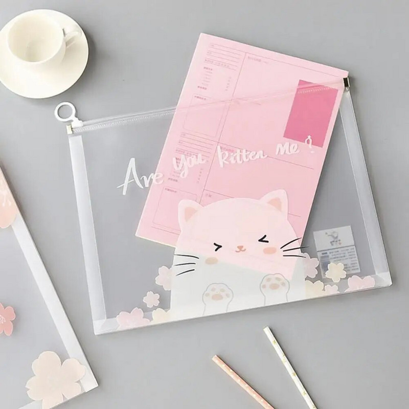 Τσάντα αρχείου 4 τεμ. Διαφανές πλαστικό A4 Έγγραφα Αρχειοθέτηση Τσάντα αποθήκευσης Φοιτητής Organizer Πληροφορίες Φάκελοι τσέπης Χαρτικά