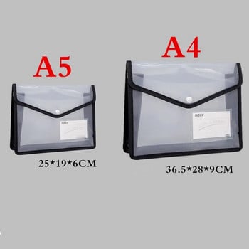 Α4 Διαφανής βαρέων βαρών τσάντα αρχείων Φορητή αδιάβροχη θήκη εγγράφων με κουμπιά μεγάλης χωρητικότητας Σχολικό δοκιμαστικό χαρτί αποθήκευσης
