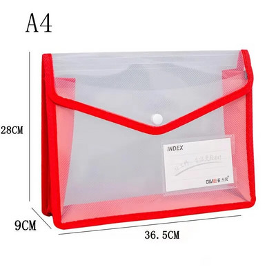 A4 formāta caurspīdīgs, smagsvara failu maisiņš, pārnēsājams ūdensnecaurlaidīgs mapes dokumentu turētājs lielas ietilpības pogu uzglabāšanas skolas pārbaudes papīrs