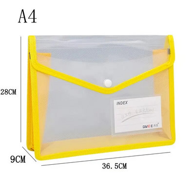 A4 formāta caurspīdīgs, smagsvara failu maisiņš, pārnēsājams ūdensnecaurlaidīgs mapes dokumentu turētājs lielas ietilpības pogu uzglabāšanas skolas pārbaudes papīrs
