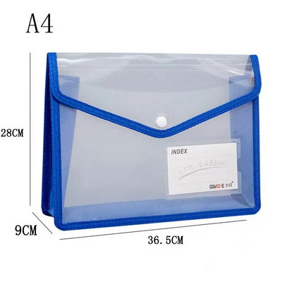 A4 formāta caurspīdīgs, smagsvara failu maisiņš, pārnēsājams ūdensnecaurlaidīgs mapes dokumentu turētājs lielas ietilpības pogu uzglabāšanas skolas pārbaudes papīrs