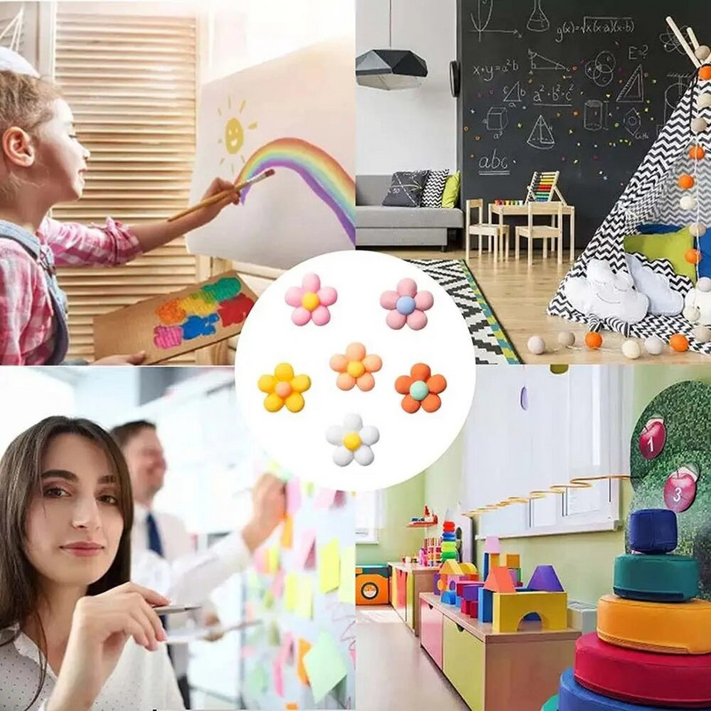 Krāsainas korķa dēļu piespraudes Izturīgas Boho Daisy Flower Cute Pushpins dekoratīvās piespraudes Office