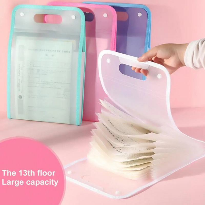 A4 failu mape, vertikāla, 13 kabatas, spiedpogas, pārnēsājamas pārbaudes papīrs, dokuments akordeons failu organizētāja soma, skolas piederumi