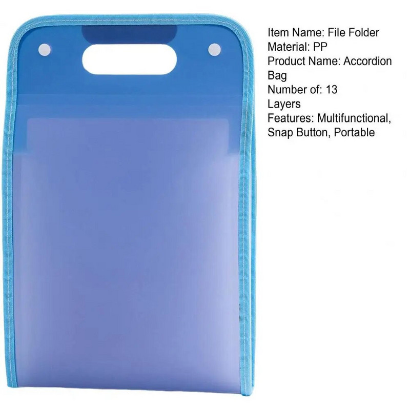 A4 failu mape, vertikāla, 13 kabatas, spiedpogas, pārnēsājamas pārbaudes papīrs, dokuments akordeons failu organizētāja soma, skolas piederumi