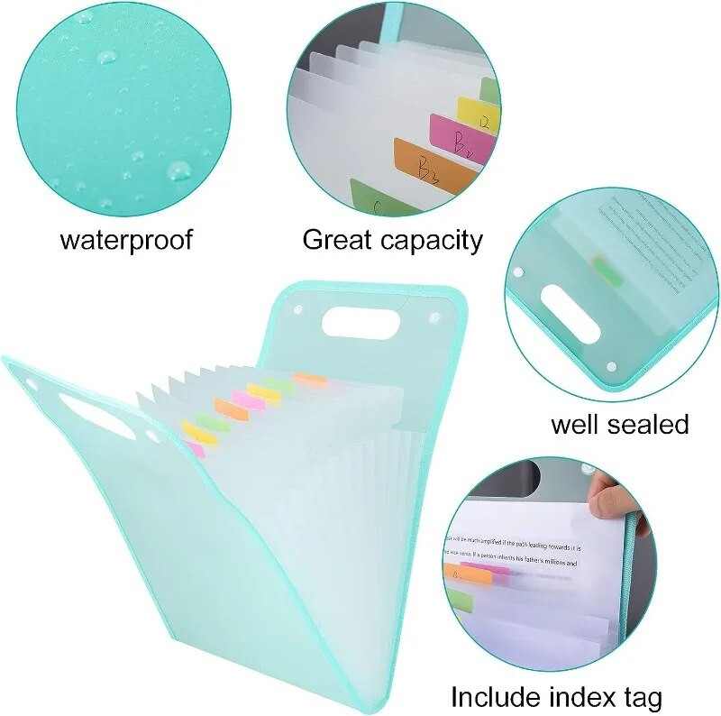 Akordioni failikorraldaja 13 tasku vertikaalne laienev failikaust, A4 paberist dokumendikviitungi korraldaja kaasaskantav failikaust