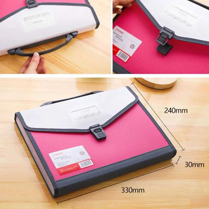 Liela ietilpība 13 kabatas A4 izvēršamā maka failu mape papīrs dokumentu uzglabāšanas orgānu maisiņu turētājs biroja skolas organizatora futrālis