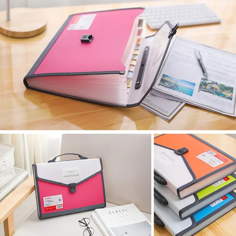 Liela ietilpība 13 kabatas A4 izvēršamā maka failu mape papīrs dokumentu uzglabāšanas orgānu maisiņu turētājs biroja skolas organizatora futrālis