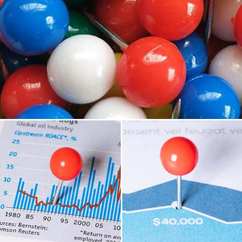 Teadetetahvli tihvtid Reisimarsruudi markerid Värvilised kaardi tõukurnõelad 100 tk roostevabast terasest ümmarguse otsaga tihvtid korktahvlile Vibrant