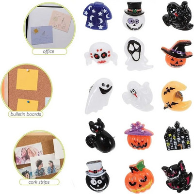 Materiale de legare Ace pentru chinătoare de Halloween Chipre de degetul mare Știfturi pentru tablă de perete Ace de împingere de Halloween Articole de papetărie în cutie