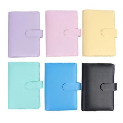 Macaron Color A6 6 Ring Binder PU Clip-on Notebook Lease Leaf Пари Кеш Плик Органайзер Джоб за Binder