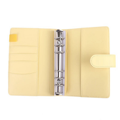 Macaron Color A6 6 gredzenveida stiprinājums PU piespraužams piezīmjdatora āda vaļēju lapu nauda naudas aploksnes organizatora iesiešanas kabata