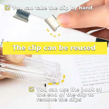 Cute Pusher Clip Hand Paper Clipper & Refills Metal Stapler Paper Clips for Document Binding Stationery Advanced Χωρίς Ζημιές Χαρτί