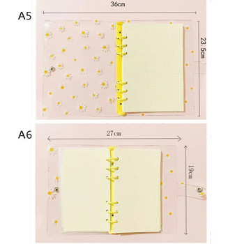 Φάκελος Α5 Α6 διαφανές PVC με κάλυμμα σημειωματάριου με χαλαρά φύλλα Φάκελος Cute Daisy 6 Rings Binder File Folder Planner Notepads School Stationery
