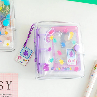 Mini iesiešanas fotoalbumi 10 gab. Uzglabāšanas maisiņi ar 3 caurumiem, piezīmju grāmatiņas plānotājs Kawaii Bear Rabbit Pilns komplekts Savāc grāmatu