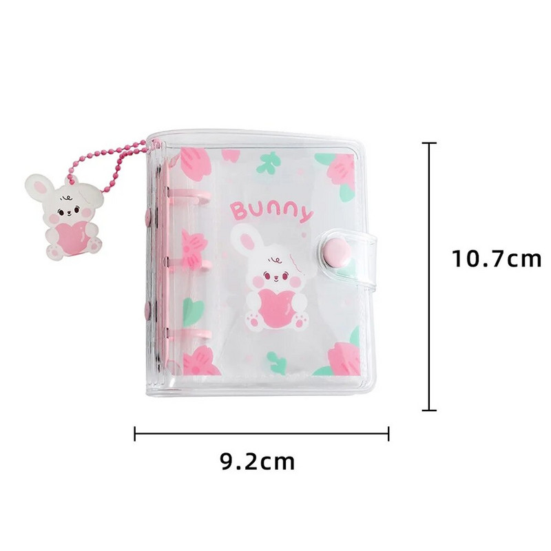 Mini iesiešanas fotoalbumi 10 gab. Uzglabāšanas maisiņi ar 3 caurumiem, piezīmju grāmatiņas plānotājs Kawaii Bear Rabbit Pilns komplekts Savāc grāmatu