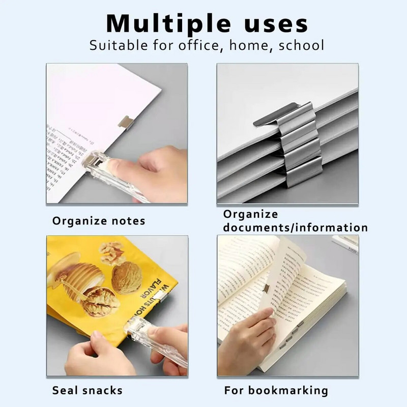 50 tk Paberitõukuriklambrite komplekt Köitmisklambrid Paberklambrid kontorikoolile Dokumendikorraldaja Kaasaskantav klambriga klammerdaja Ei kahjusta paberit