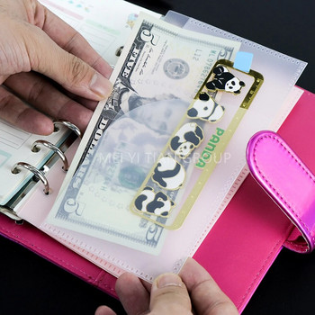 5 БР. A6 Пликове за пари, джобове с матирано подвързване, свободни листа, 6 дупки, перфориран розов бюджетен джоб, двустранно отварящ се плик за пари