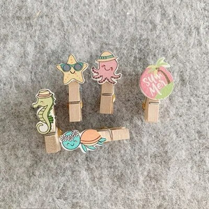 5 τμχ Ξύλινες καρφίτσες με ξύλινα κλιπ Πινέζες από φελλό Δημιουργικά συνδετήρες καρτ ποστάλ Στερεώσεις στον τοίχο Pushpins Ράφτες DIY δέσιμο