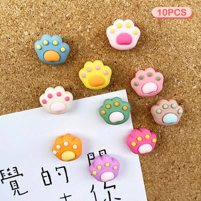 Πινέζες 10 κομματιών Ins Kitten Paw Χρώμα πινέζες Δημιουργικός χαριτωμένος φελλός Πίνακας μηνυμάτων τσόχα ύφασμα ώθησης φωτογραφία