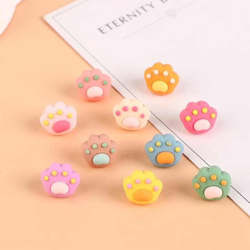 Πινέζες 10 κομματιών Ins Kitten Paw Χρώμα πινέζες Δημιουργικός χαριτωμένος φελλός Πίνακας μηνυμάτων τσόχα ύφασμα ώθησης φωτογραφία