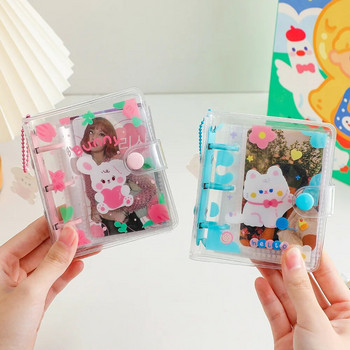 НОВ Kawaii Bear Rabbit Mini Pocket Binder Notebook Комплект 3 пръстена Фотоалбум Фотокнига Безплатна чанта за съхранение 10 бр. Канцеларски материали