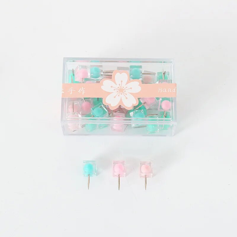 40 τεμ/κιβώτιο Τετράγωνη διάφανη πινέζα σε χρώμα ζελέ, μεταλλική πινέζα από ηλεκτρολυτική αντισκωριακή, εξαιρετική γραφική ύλη γραφείου