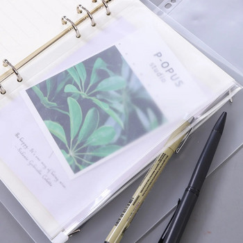 LOLO Convenient Clear Pvc A5 A6 A7 Binder Pockets Clear Zipper Folders for 6-Ring Notebook Binder Files Reports Binder