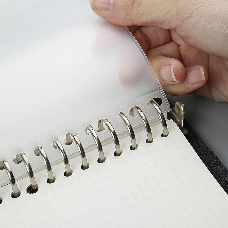 LOLO Mugav läbipaistev PVC A5 A6 A7 köitja taskud Läbipaistvad tõmblukuga kaustad 6-rõngalise sülearvuti köitja jaoks Failid Aruanded Köitjad