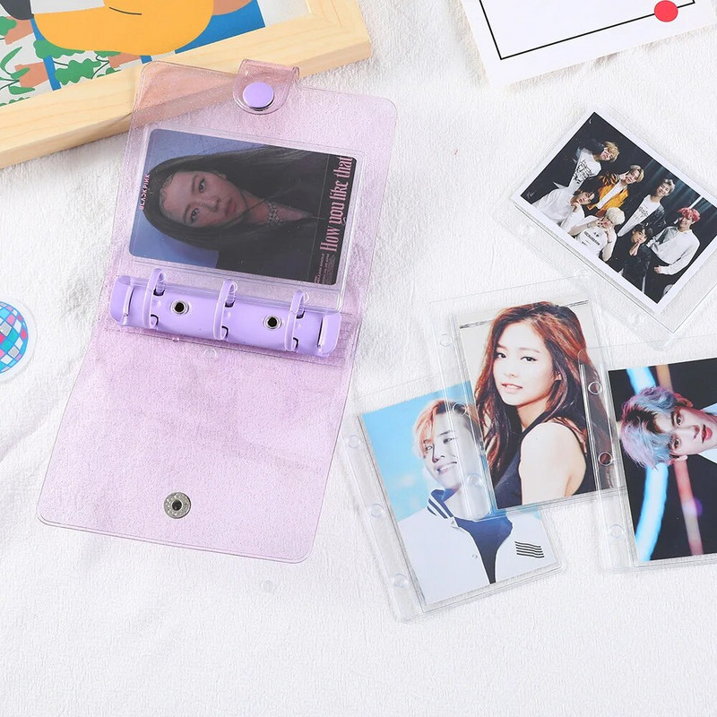EZONE Mini Transparent Binder Idol Photo Album Storage Collect Book Album Card Book Kawai Photo Organizer PVC Shell Ūdensizturīgs