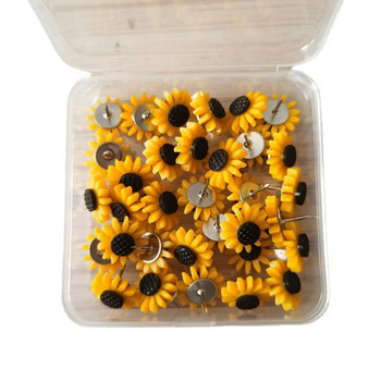 30 τμχ Διακοσμητικές καρφίτσες σχεδίασης Bee Sunflower Καρφίτσες χάρτη Καρφίτσες πινελιές πινελιές Πίνακας ανακοινώσεων Μαρκαδόροι Χαριτωμένα πατίνια για σανίδες από φελλό