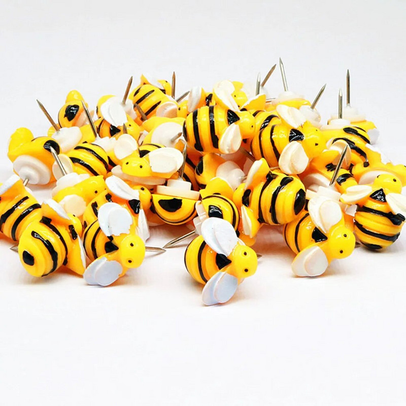 30vnt Bičių saulėgrąžų dekoratyviniai piešimo smeigtukai Žemėlapio segtukai Smeigtukai Skelbimų lentos žymekliai Mieli smeigtukai kamštinėms lentoms