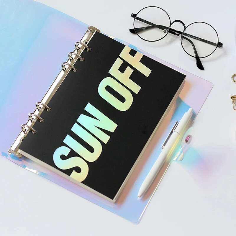 PVC A5 A6 Laser Binder Χαλαρό κάλυμμα ημερολογίου σημειωματάριου Loose Left Note Book Planner Σχολικά προμήθειες γραφείου