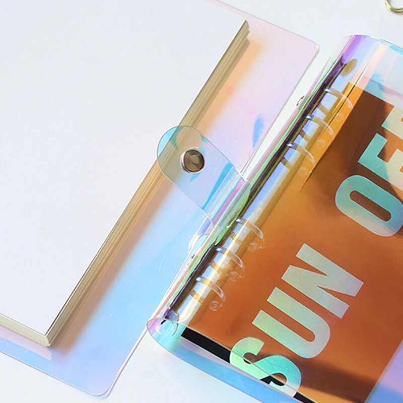 PVC A5 A6 Laser Binder Χαλαρό κάλυμμα ημερολογίου σημειωματάριου Loose Left Note Book Planner Σχολικά προμήθειες γραφείου
