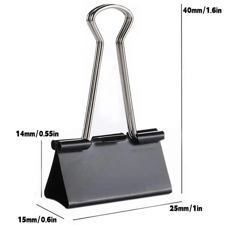 48kom Bulldog kopče 25 mm kopče za vezivo preklopne kopče papirne stacionarne stezaljke za uredsku školu kućnu kuhinju