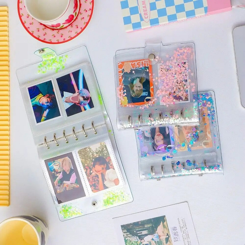 3/5 colio blizgučiai blizgantys segtuvai Nuotraukų albumas Pradžia Paveikslėlio Dėklas Saugykla Pavadinimas Surinkite knygą Kpop Photocard Vardo kortelės ID laikiklis