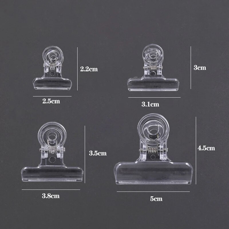 4 gab./komplekts Caurspīdīga iesiešanas mapju klipsis Biroja piederumi Rēķinu papīrs Garās astes saspraudes Dokumenti Failu rādītājs Lapas turētājs Skavas skola