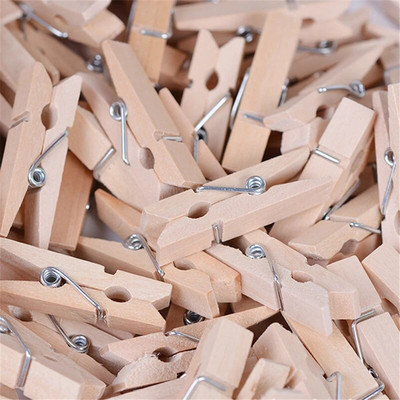 50PCS/LOT Very Small Mine Size 25mm Mini Natural Wooden Clips For Photo Clips Clothespin Craft Decoration Clips Pegs