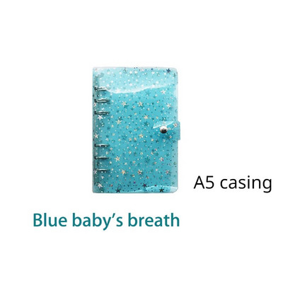 Pilna Sky Star caurspīdīga PVC iesiešanas piezīmju grāmatiņa 6 caurumu vienkāršs A5A6 apvalks, nospiežot pogu Bukletu saistviela Budžeta iesiešanas piezīmju grāmatiņa