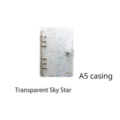 Pilna Sky Star caurspīdīga PVC iesiešanas piezīmju grāmatiņa 6 caurumu vienkāršs A5A6 apvalks, nospiežot pogu Bukletu saistviela Budžeta iesiešanas piezīmju grāmatiņa