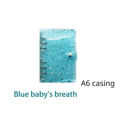 Pilna Sky Star caurspīdīga PVC iesiešanas piezīmju grāmatiņa 6 caurumu vienkāršs A5A6 apvalks, nospiežot pogu Bukletu saistviela Budžeta iesiešanas piezīmju grāmatiņa