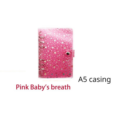 Pilna Sky Star caurspīdīga PVC iesiešanas piezīmju grāmatiņa 6 caurumu vienkāršs A5A6 apvalks, nospiežot pogu Bukletu saistviela Budžeta iesiešanas piezīmju grāmatiņa