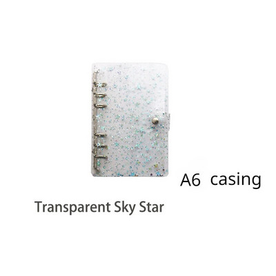 Pilna Sky Star caurspīdīga PVC iesiešanas piezīmju grāmatiņa 6 caurumu vienkāršs A5A6 apvalks, nospiežot pogu Bukletu saistviela Budžeta iesiešanas piezīmju grāmatiņa