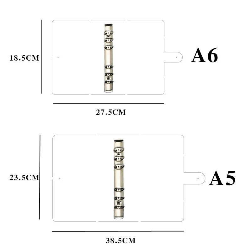 Pilna Sky Star caurspīdīga PVC iesiešanas piezīmju grāmatiņa 6 caurumu vienkāršs A5A6 apvalks, nospiežot pogu Bukletu saistviela Budžeta iesiešanas piezīmju grāmatiņa